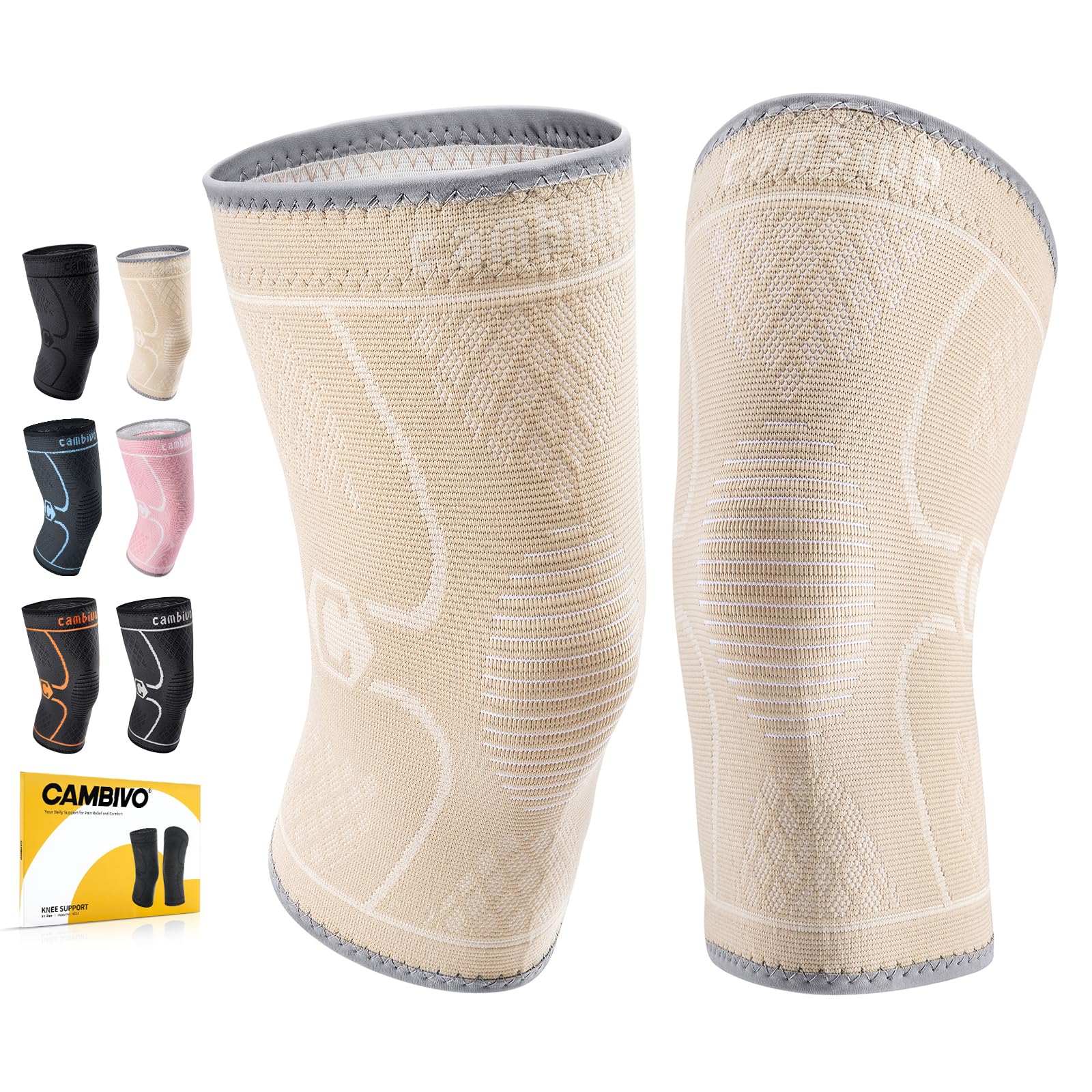 CAMBIVO Kniebandagen 2er-Set Unisex Kompression Sport Meniskus