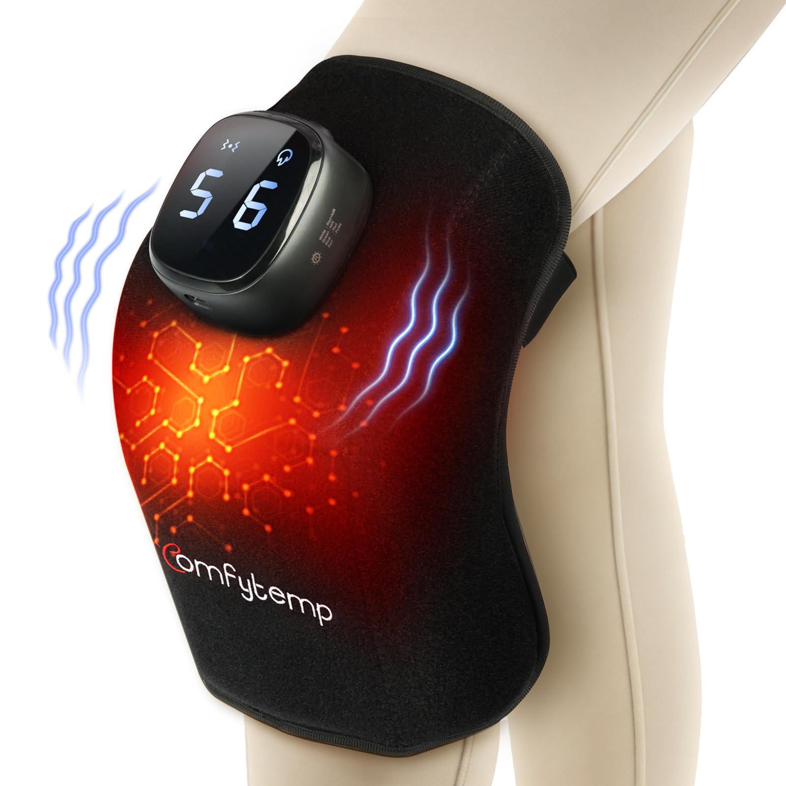 Comfytemp Cordless Knee Massager with Heat for Pain Relief, 3D Portable Knee Hea