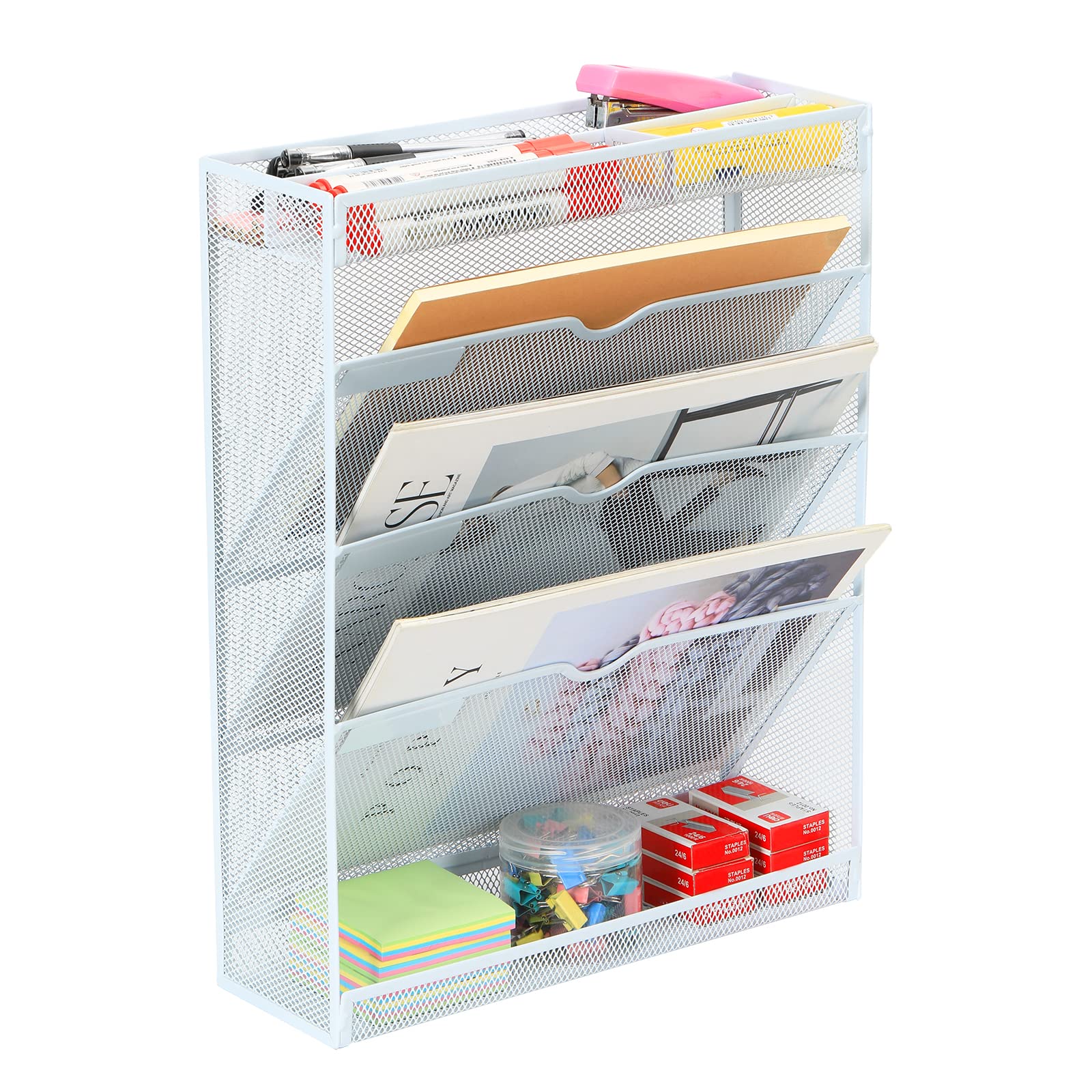 Wall Mounted File Organizer 15-Tier Wall File Organizer - Metal Mesh Hanging Wall Rack For Papers, Folders & Magazine Storage Mesh Wall File Organizer - View #7
