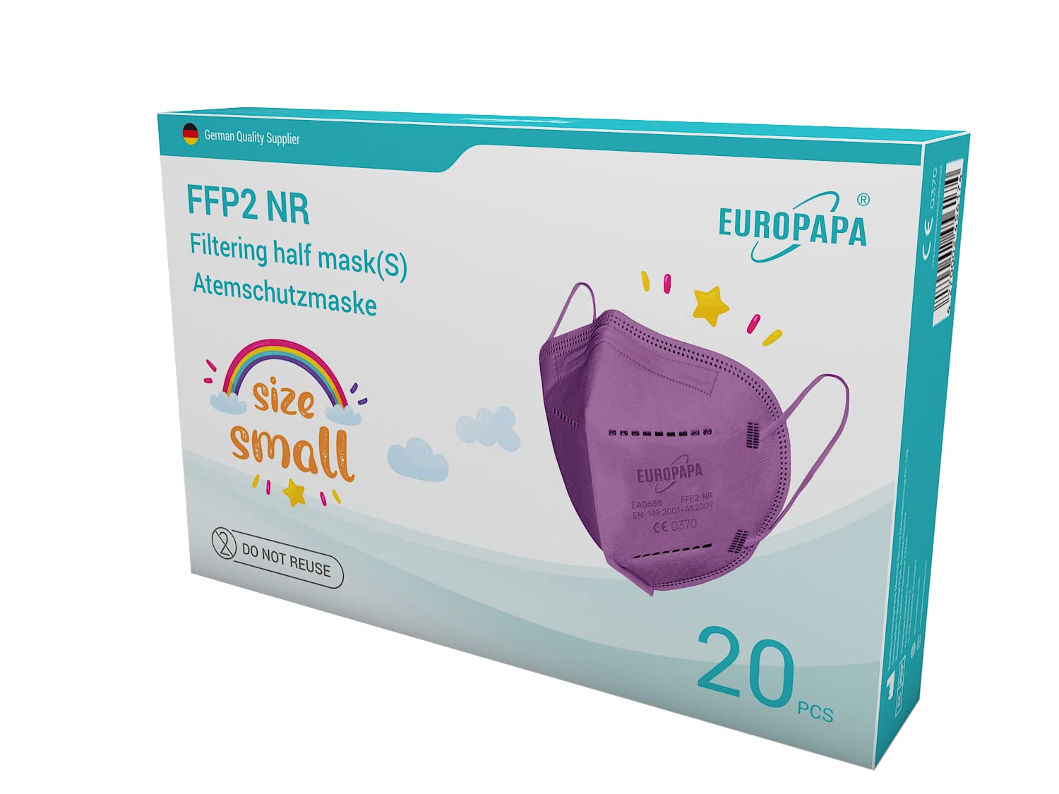 EUROPAPA Masques FFP2 Vert - Lot De 20, 5 Couches, Emballage Individuel
