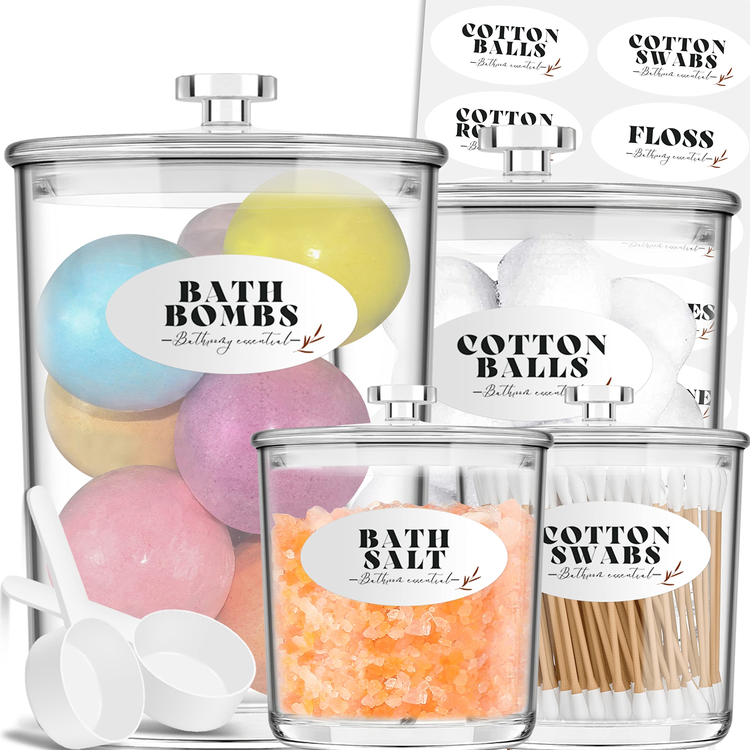 TIDIdea 4-Pack Bathroom Storage Containers for Bath Salt, Bath Bombs ...