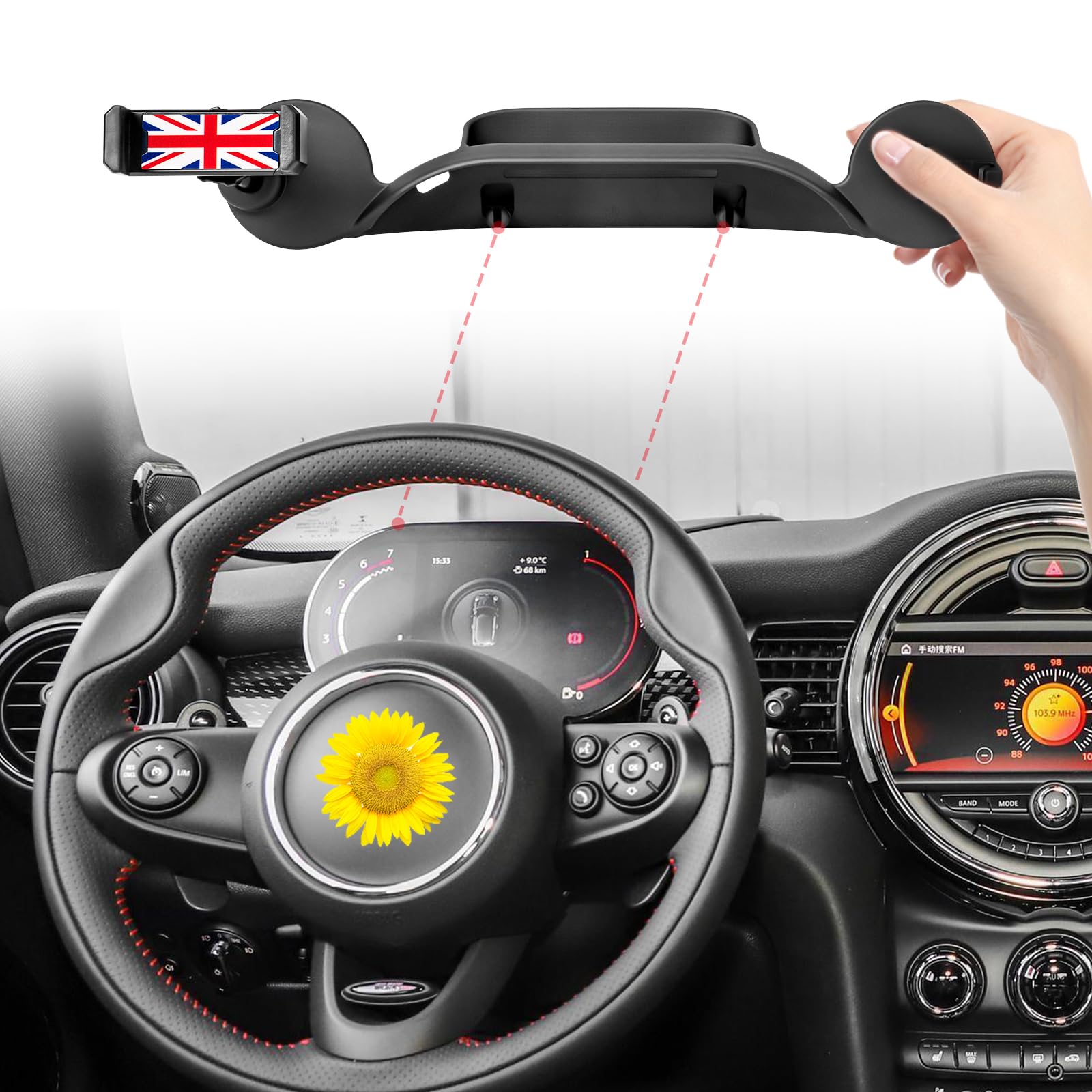 FIEMACH Car Phone Holder Mount for Mini Cooper LCD Dashboard
