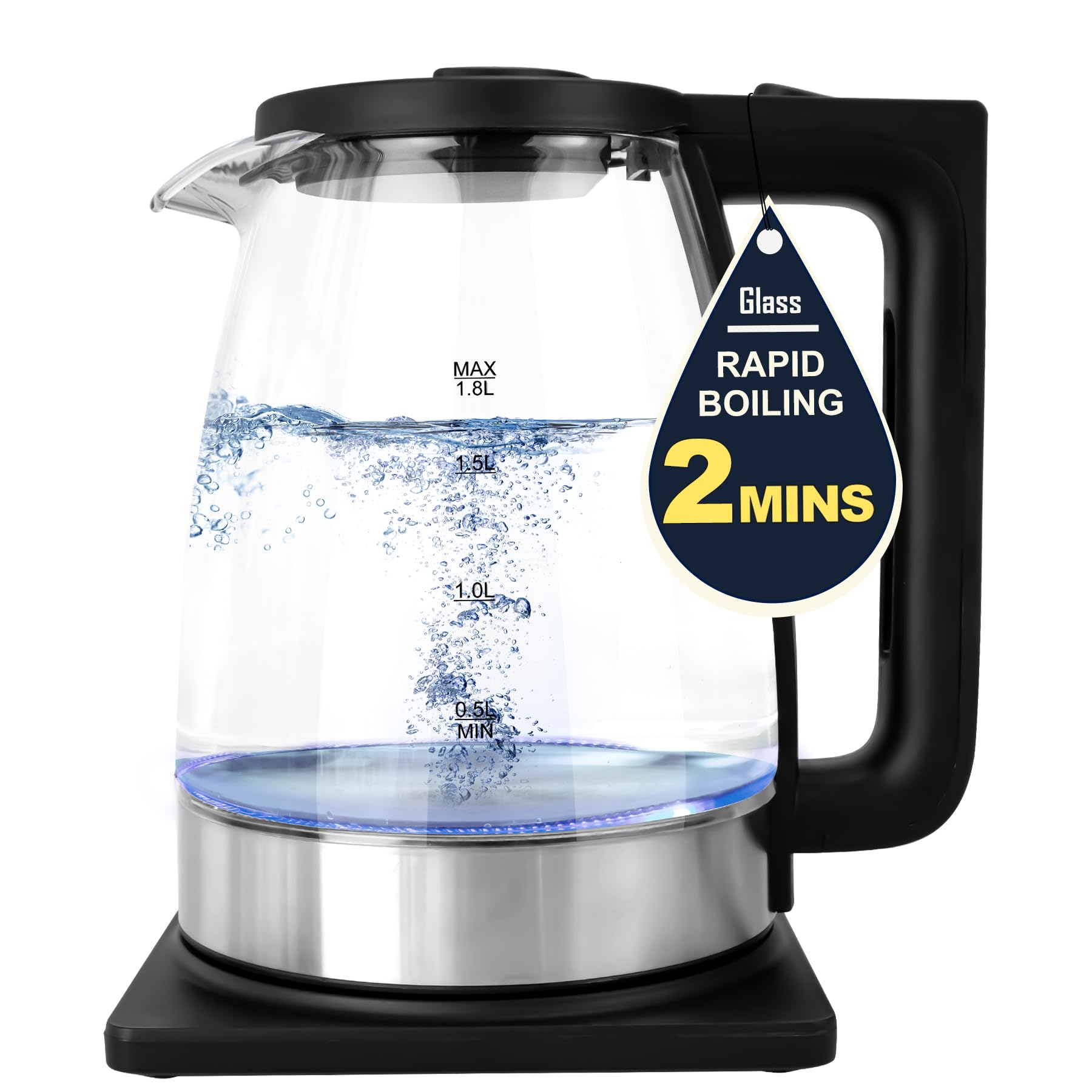 Source photograph for Pallet – Kitchen Appliances – Electric Glass Kettles, LED Lighting, Cordless Operation