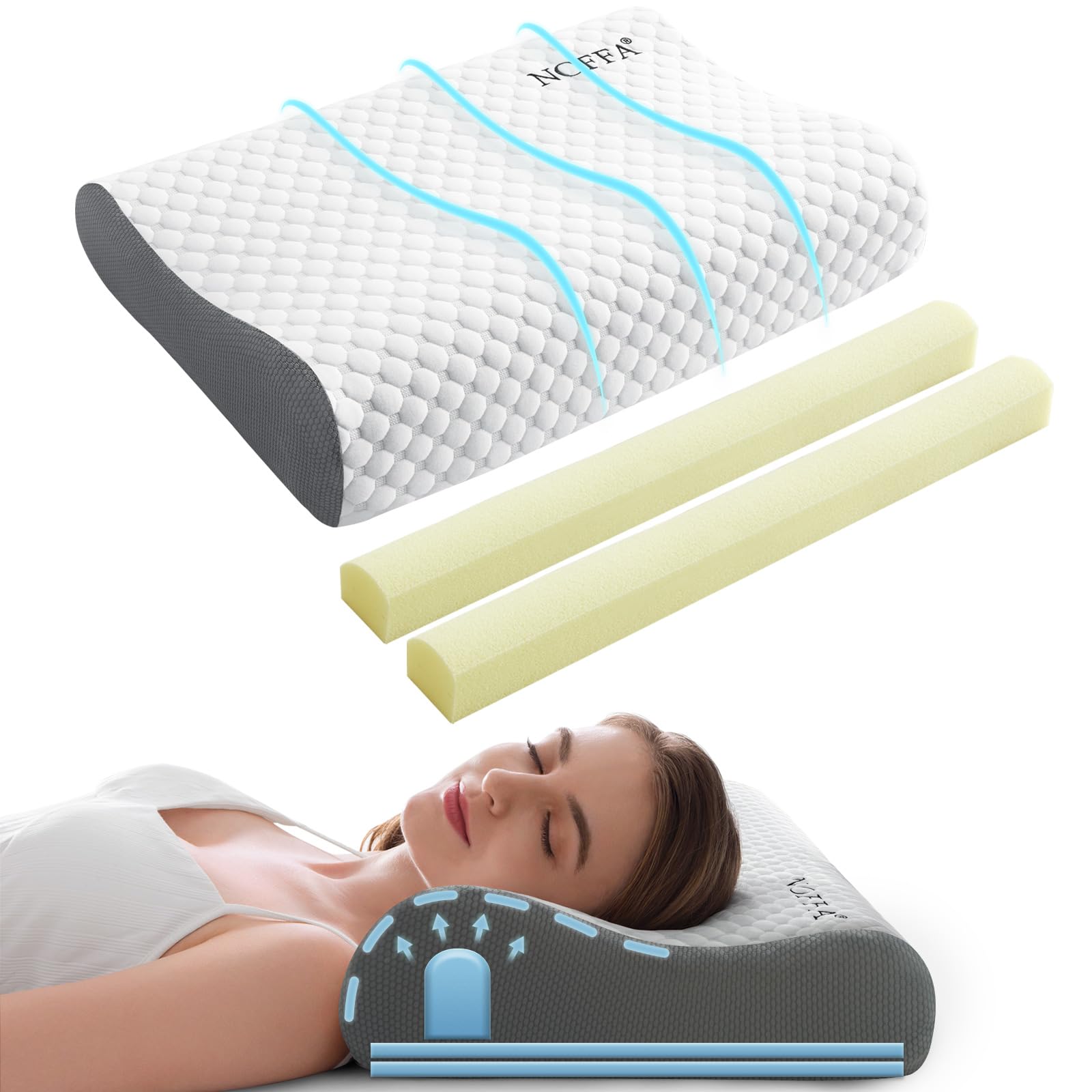 Source photograph for Pallet – Orthopedic Pillows – Ergonomic Memory Foam Neck Pillows, Adjustable Height, 55x35 cm