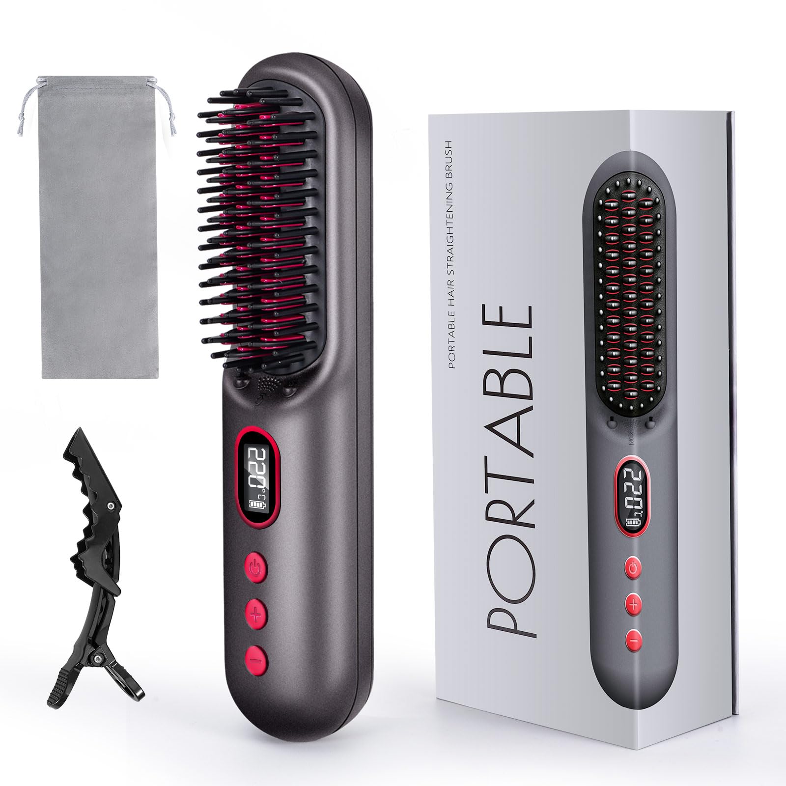 SOPPY Cordless Negative Ion Hair Straightener Brush...