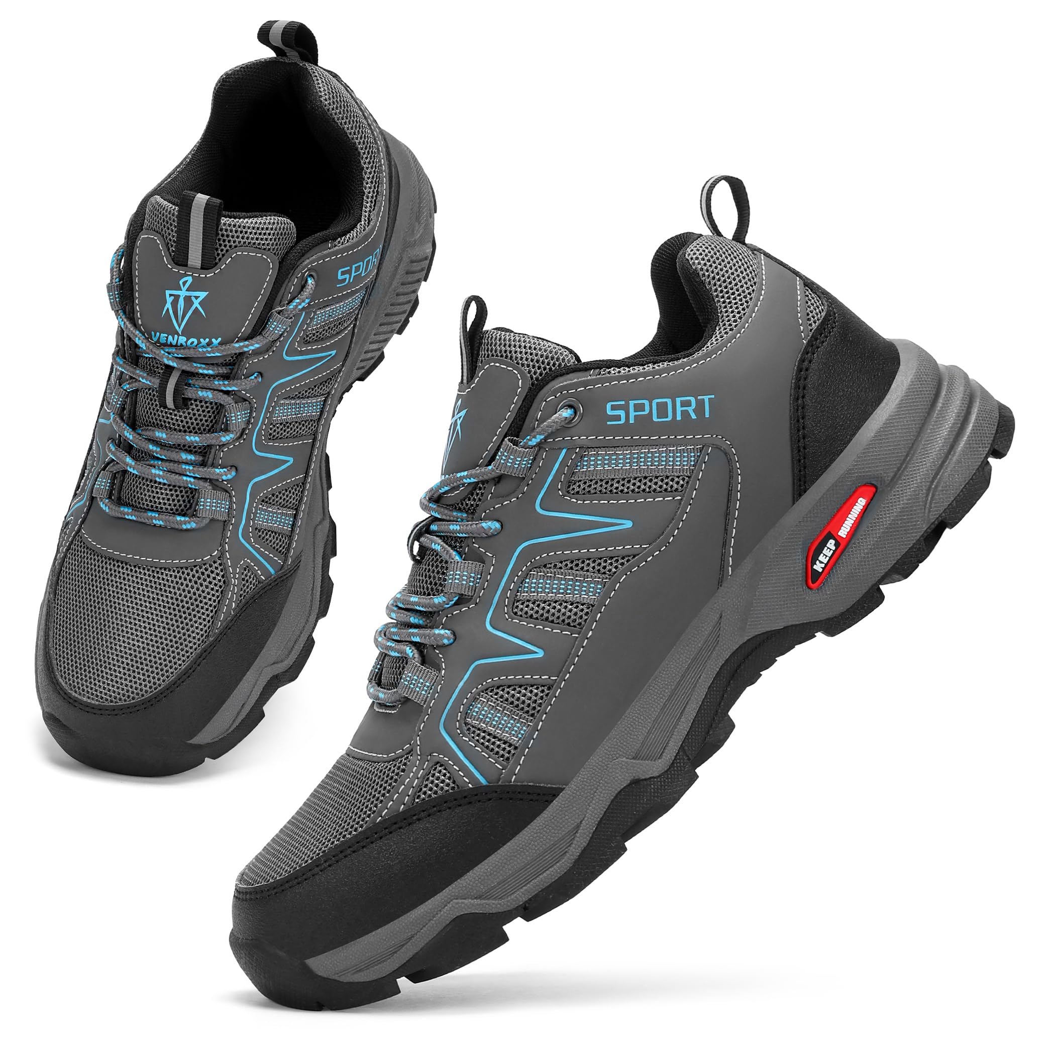Herren-Wanderschuhe – atmungsaktive, leichte, rutschfeste Trailrunning-Outdoor-Schuhe – Blau EU 42 – VENROXX