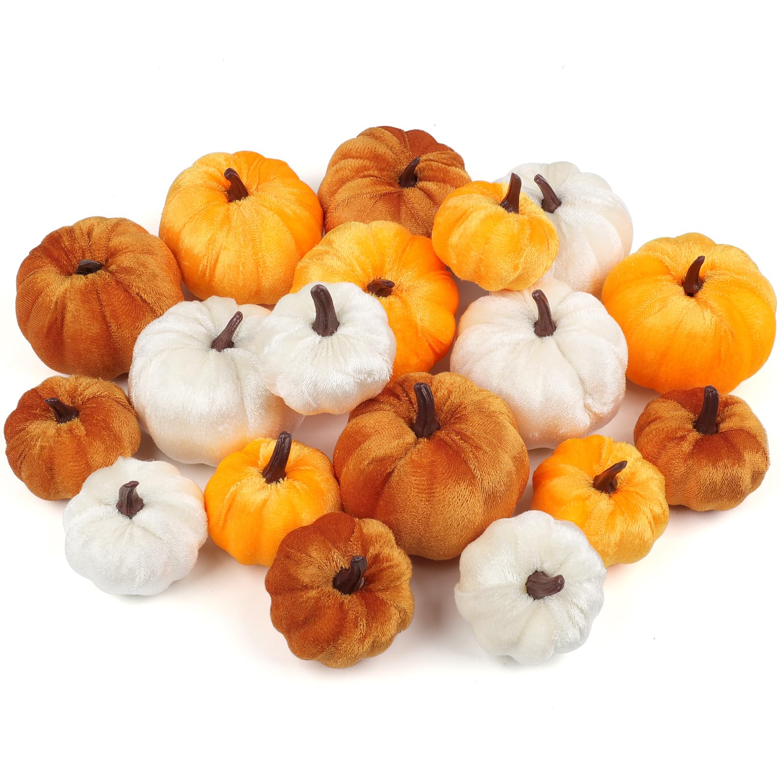 Fangoo 18pcs Artificial Orange White Velvet Foam Pumpkin Crafts Autumn fangoo-18pcs-artificial-orange-white-velvet-foam-pumpkin-crafts-autumn
