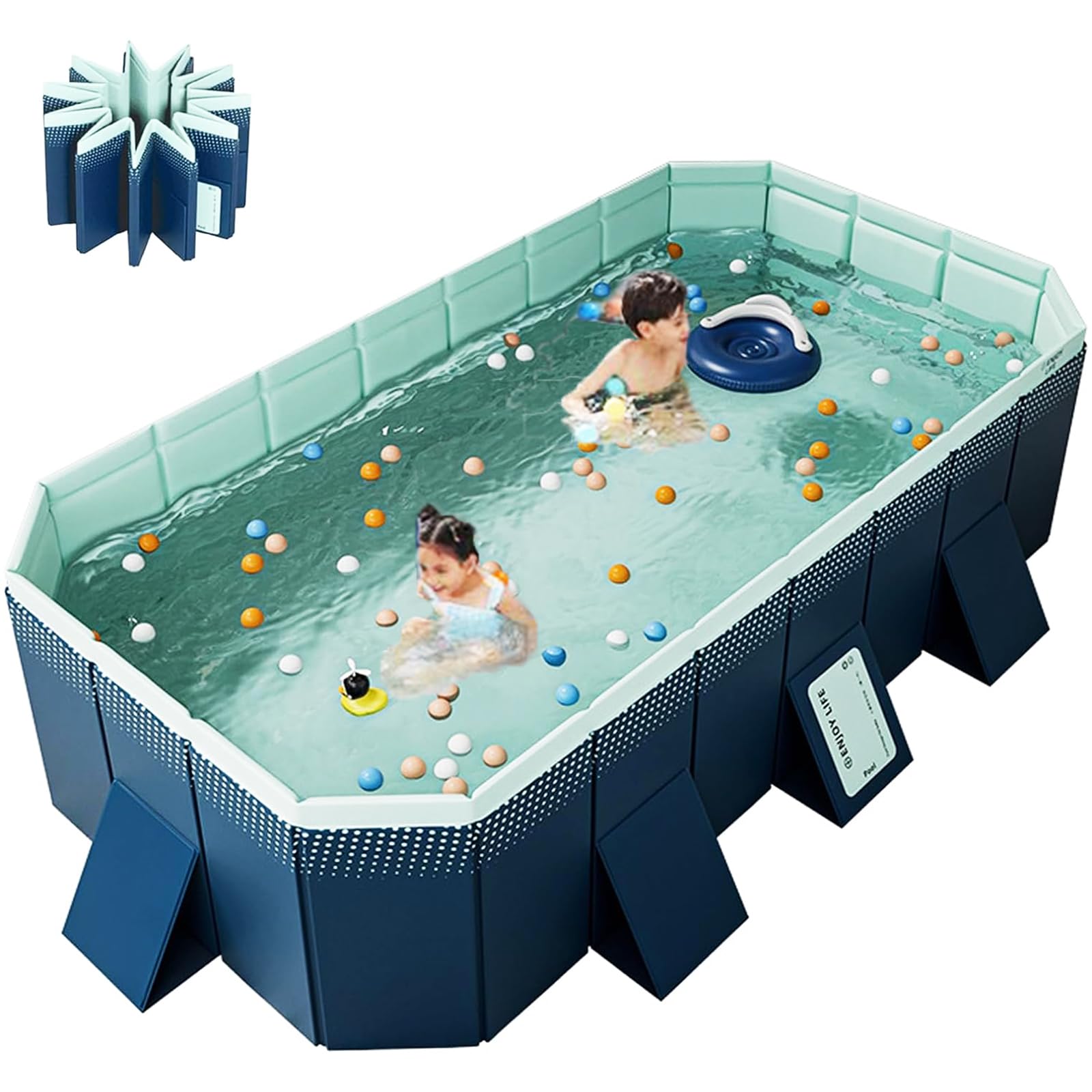 Kid Pool HSPLXYT Deluxe Rectangular No Inflatable Family Swimming