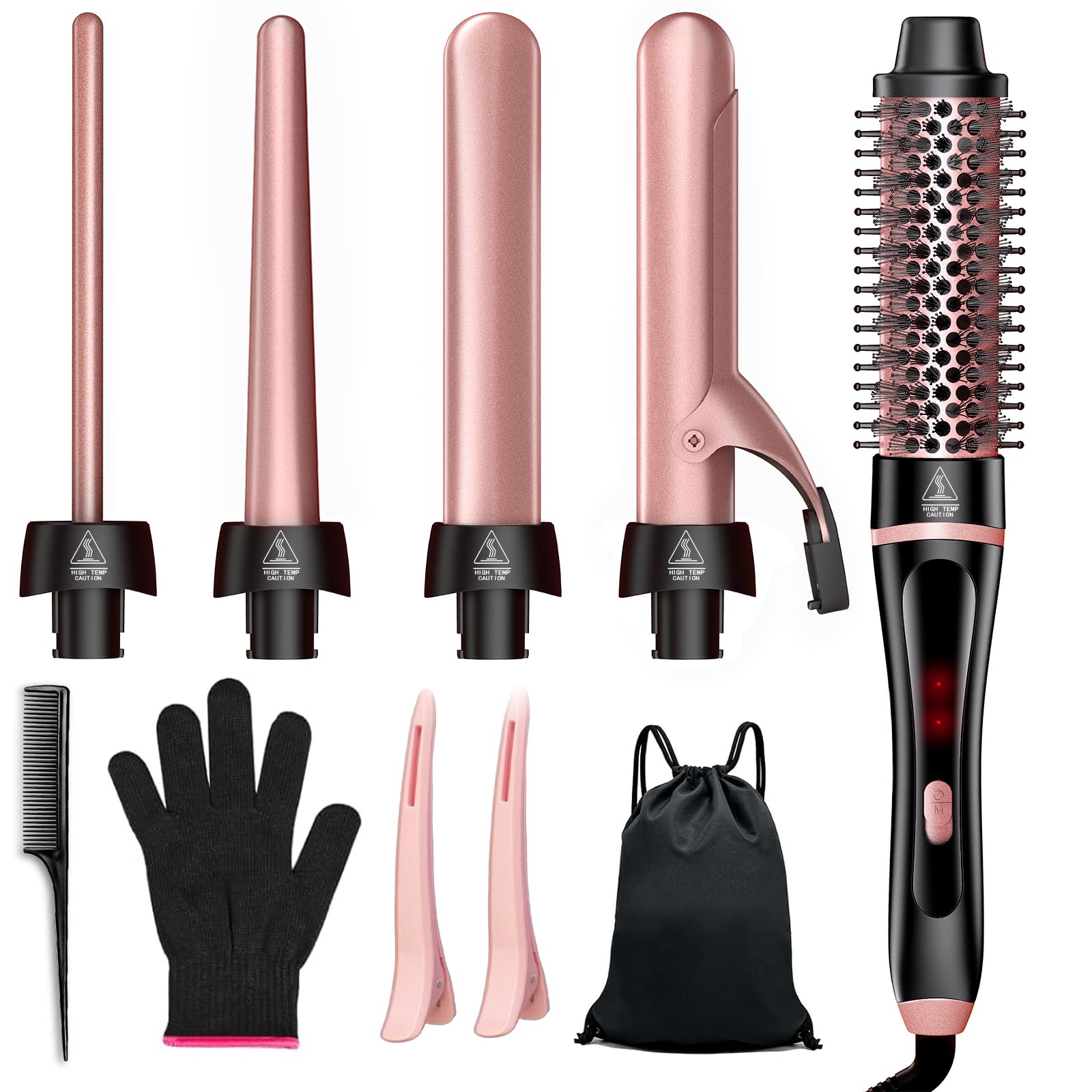 5-in-1 Curling Wand Set with Thermal Brush and 4...