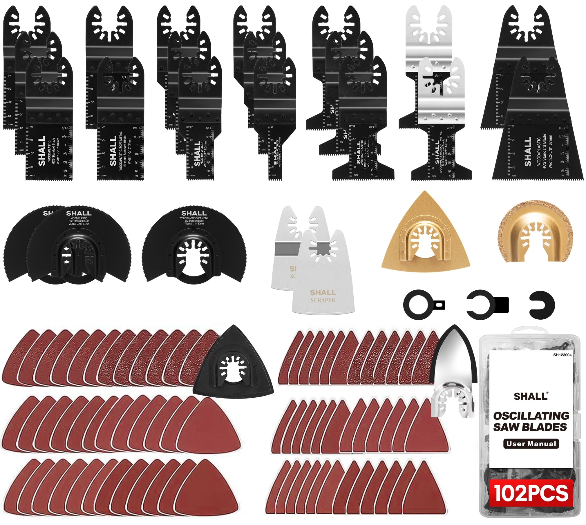 SHALL 102PCS Multitool Blades, Oscillating Multi...