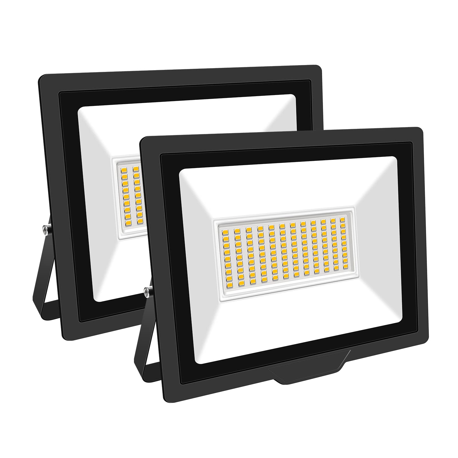 SKYWORLD 75W LED Floodlight Outdoor 2 Pieces, 7500LM LED Floodlight Headlight Floodlight, 4000K Warm White Outdoor Spotlight, IP66 Waterproof LED Outdoor Light Floodlight for Backyard Garage Hallway Garden