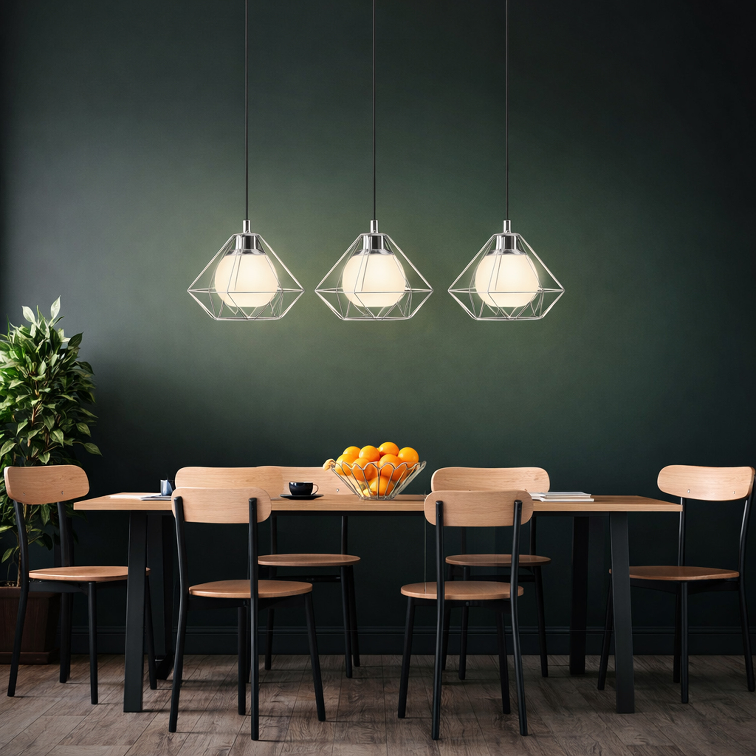 Source photograph for Pallet of - Lighting - BURTON Linear Bar Pendant – 3-Light Polished Chrome & Opal White Glass E27