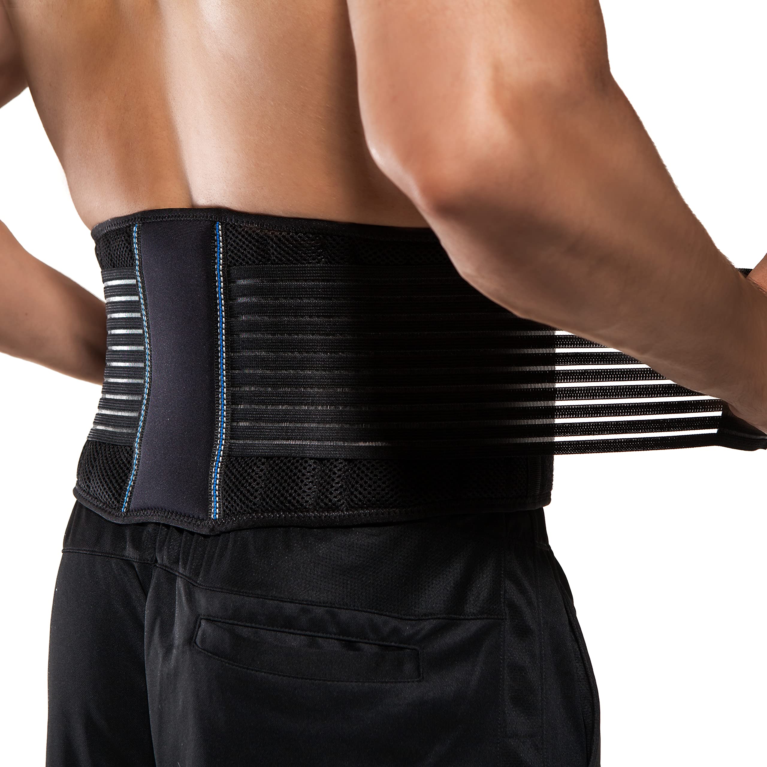 BraceUP Rückenstützgürtel – Atmungsaktive Rückenbandage für Damen und Herren, Rückenstütze, Lendenwirbelstützgürtel bei Schmerzen im unteren Rückenbereich mit Ischias (L/XL)