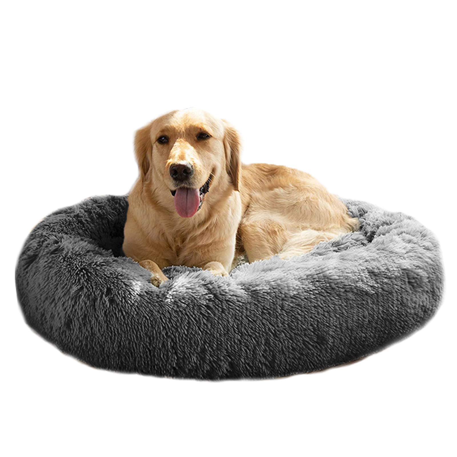Source photograph for Pallet – Pet Beds – Calming Round Plush Beds, Faux Fur Beds, Self-Warming Beds