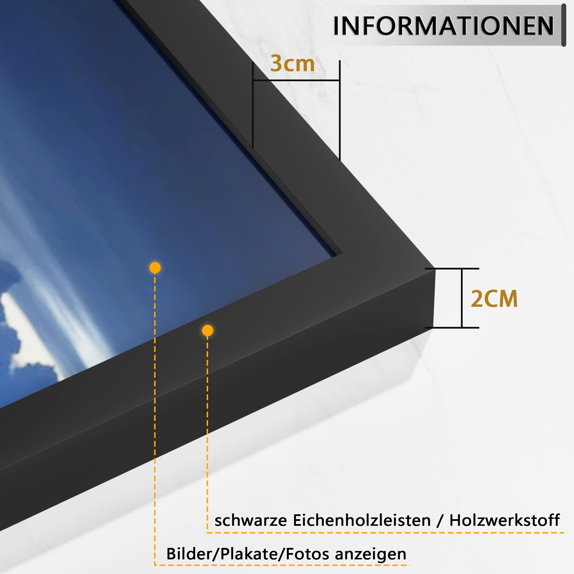Tinkeps Bilderrahmen 50 x 70 cm, 3er-Set, schwarzer Bilderrahmen 70 x 50 cm. Aus Holz gefertigt, Rahmen 50 x 70 cm. Ideal für Fotos, Bilder und Poster. – Haus & Küche