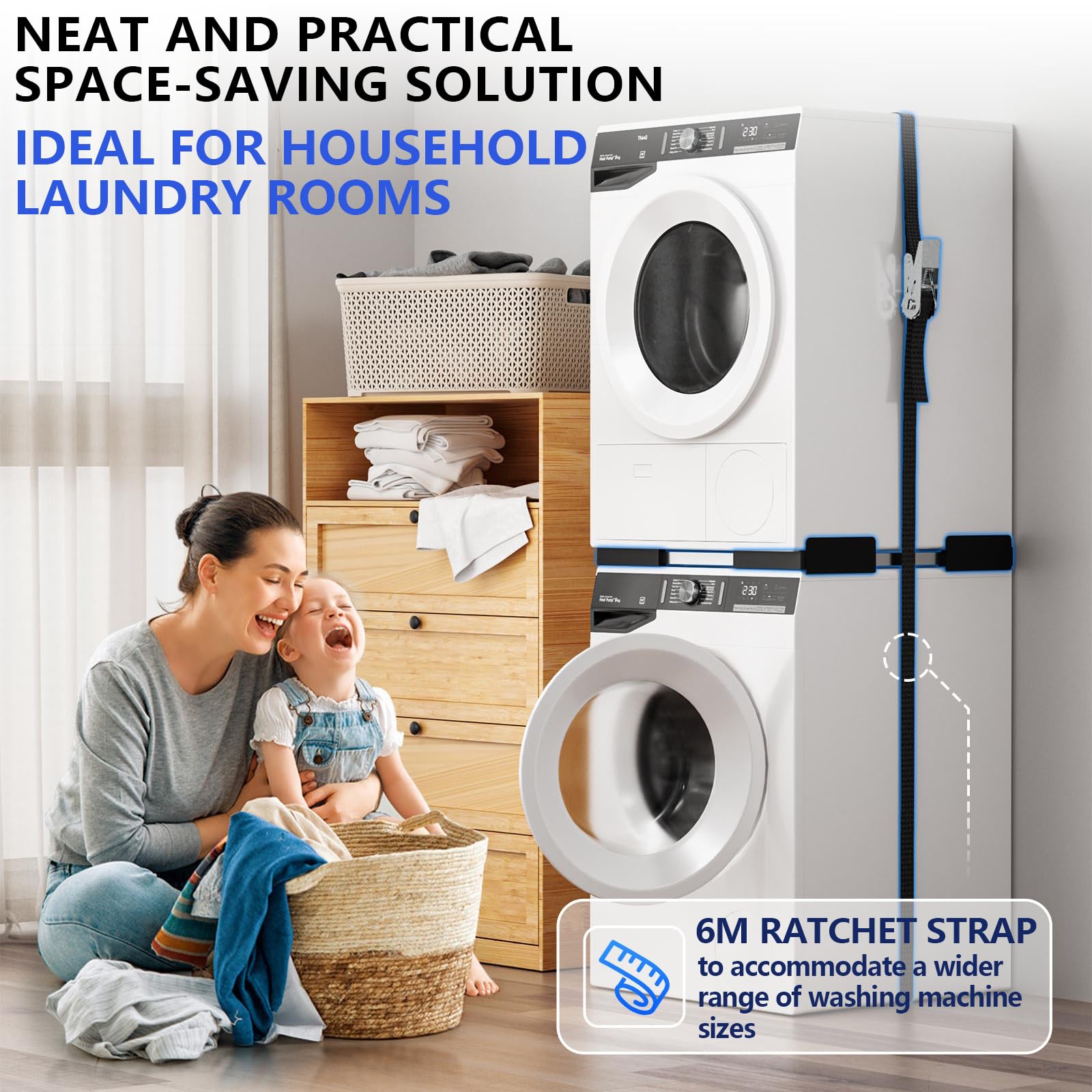 Supplied photograph 4 of Washer Dryer Stacking Kit Universal Adjustable Frame 45-68cm - Black