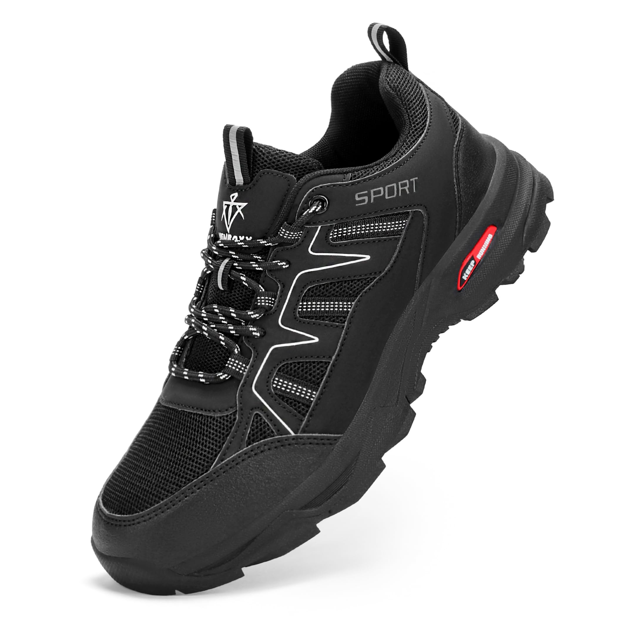 Herren-Wanderschuhe, atmungsaktiv, leicht, rutschfest – Schwarz, EU 47 – VENROXX
