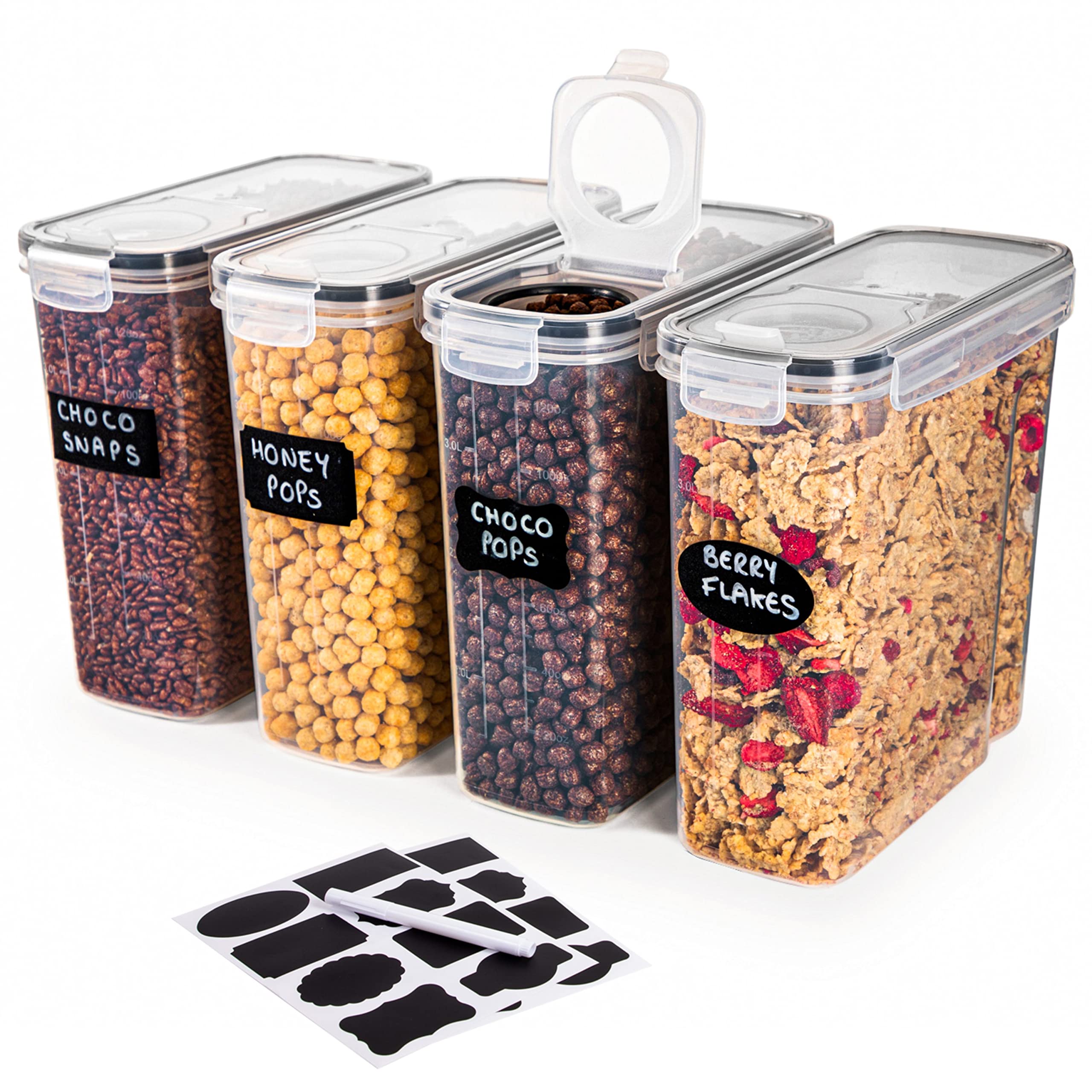 nuovva Cereal Storage Containers – 4Pcs Set Plastic...
