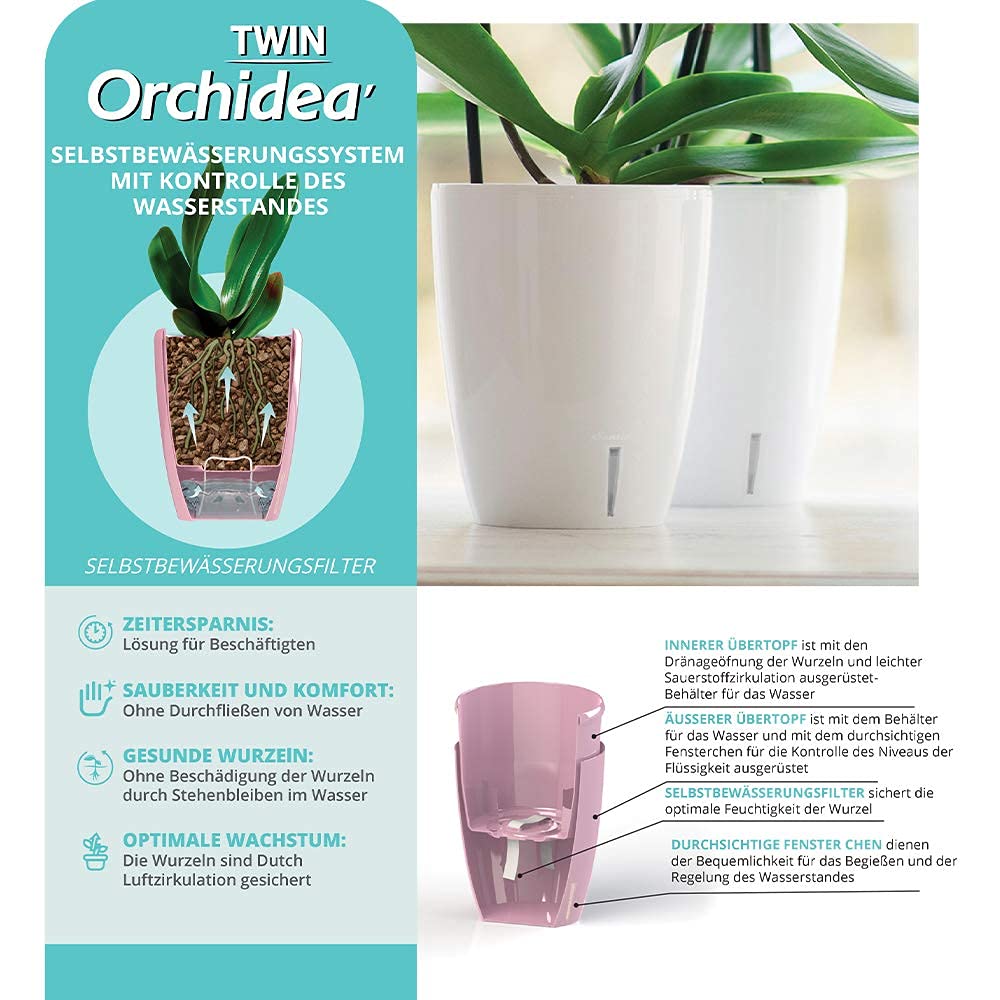 Self-Watering Plant Pots 15cm Wick System Water Indicator 2L – Purple – Santino