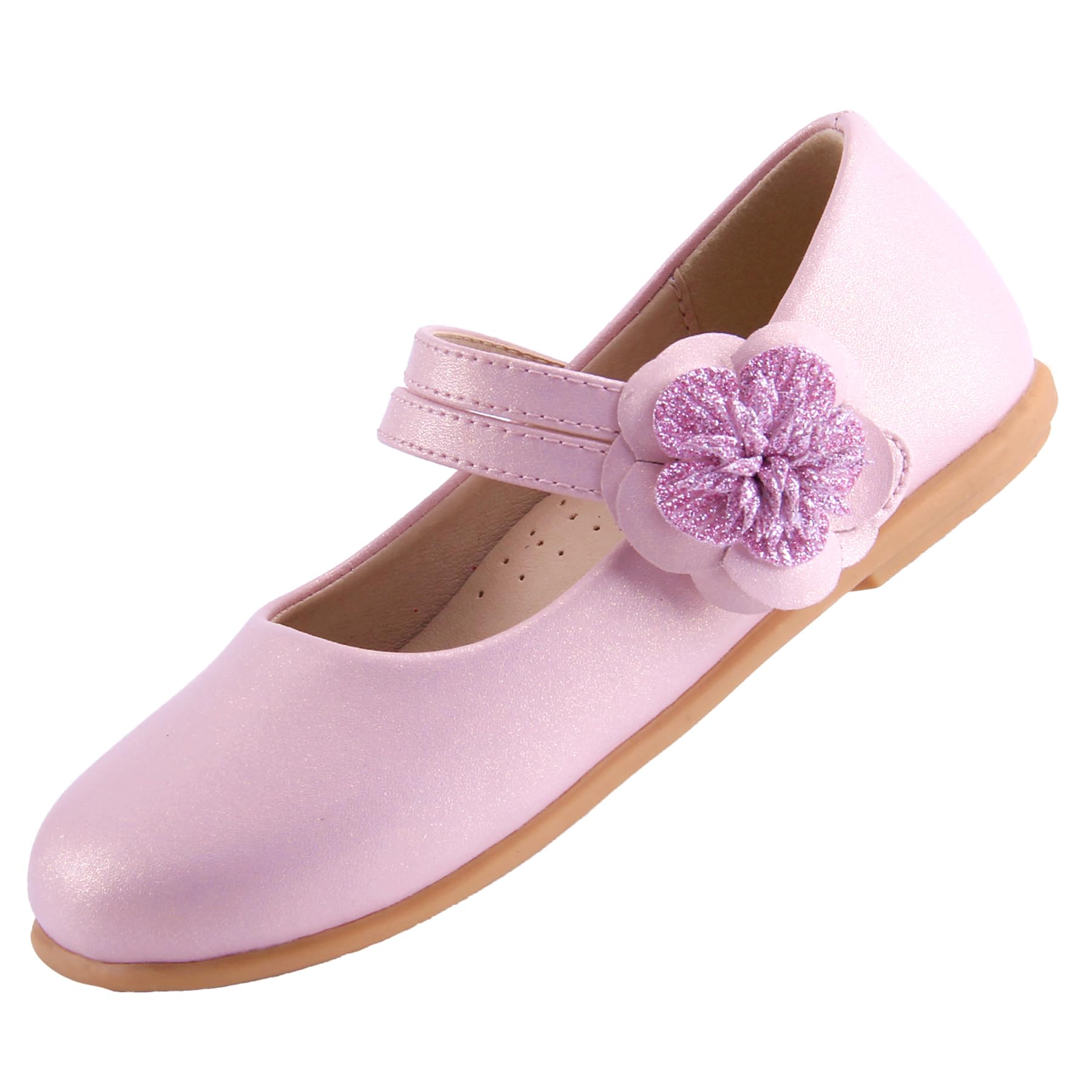 Toddler Girls Mary Jane Ballerina Dress Shoes Microfibre Leather Camellia – Pink EU 24