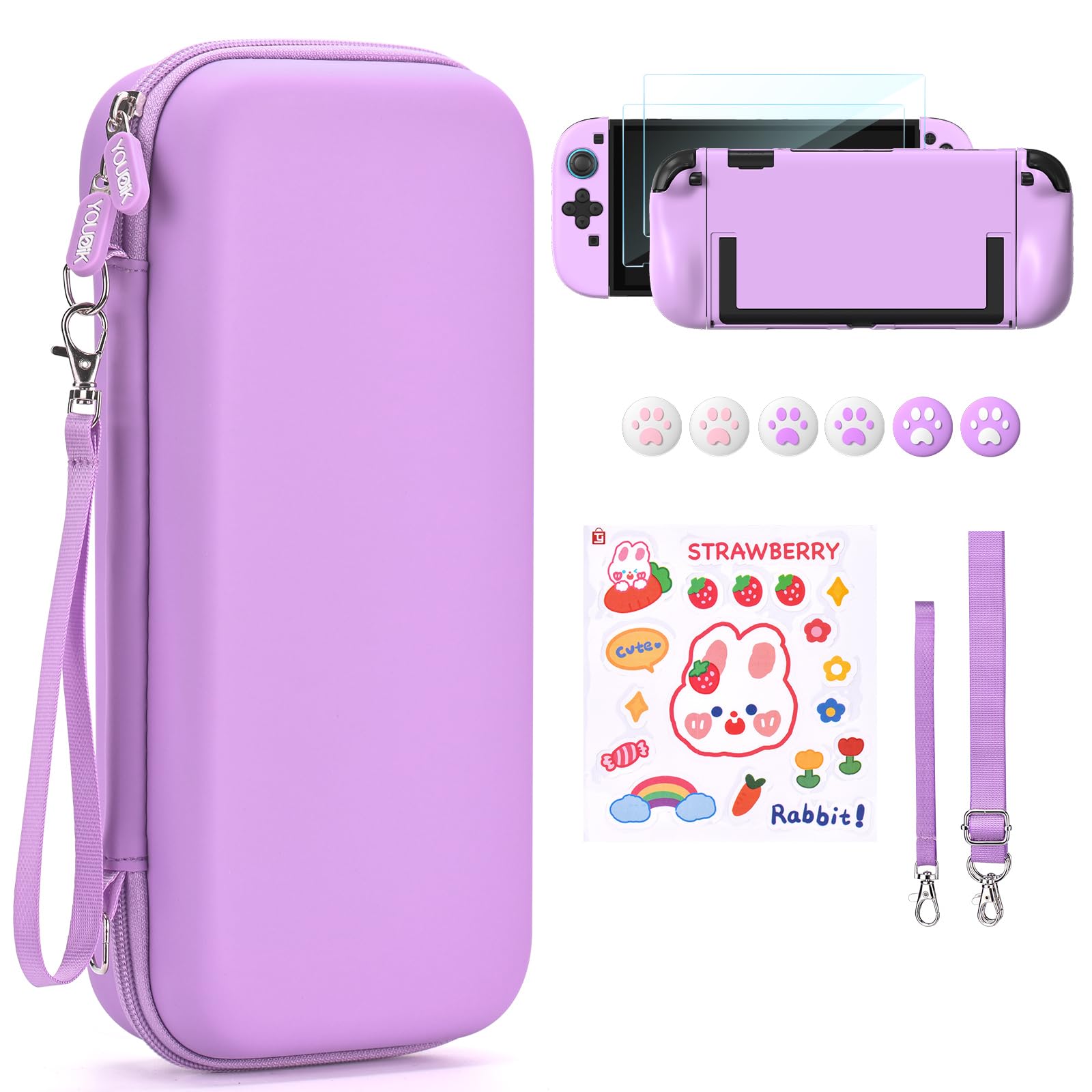 Switch 2 Tragetasche 15-in-1 mit 19 Spielkartenfächern und J-Con-Aufbewahrungsfach – Lila