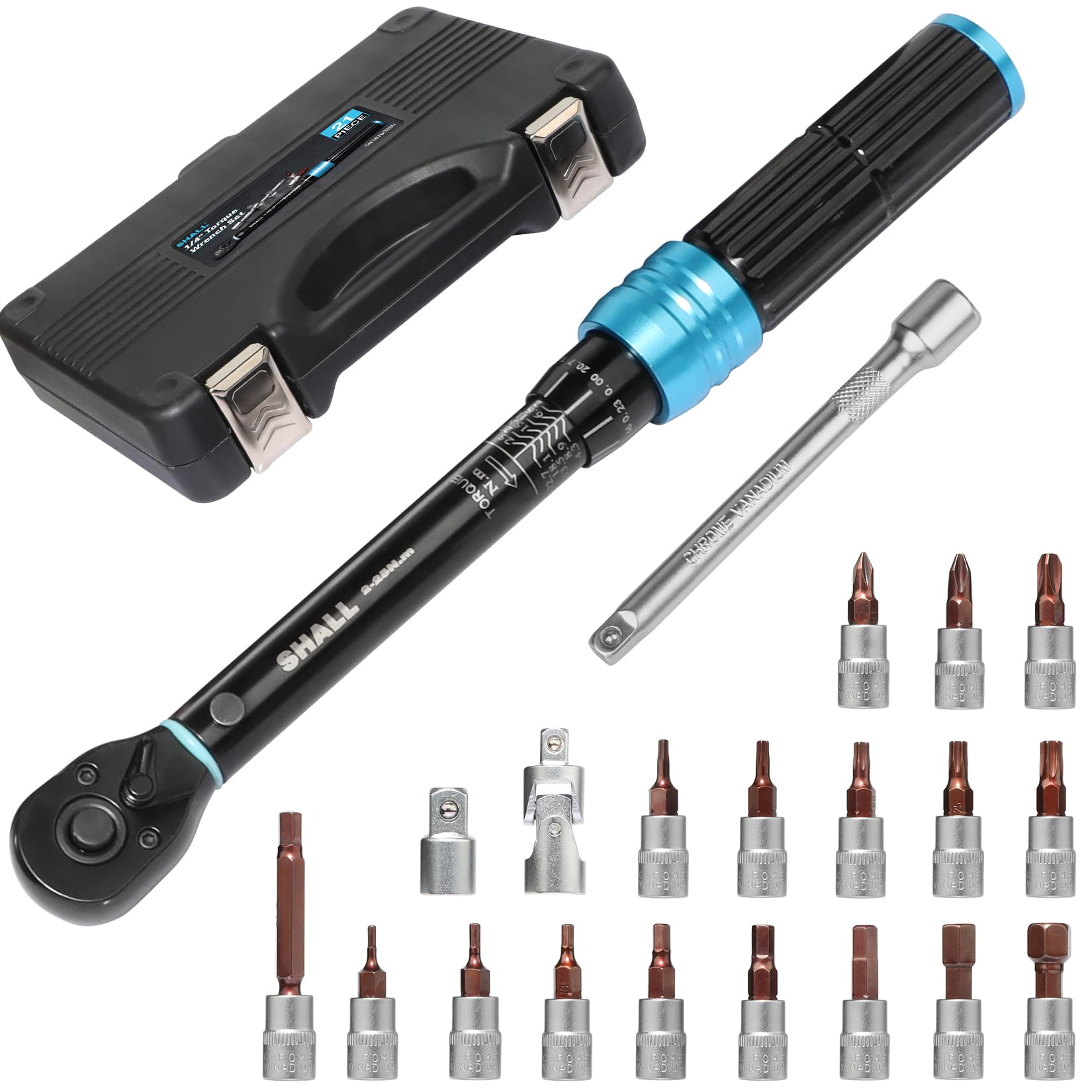 Shall 21-Piece 1/4" Torque Wrench Set, (2-25Nm)...