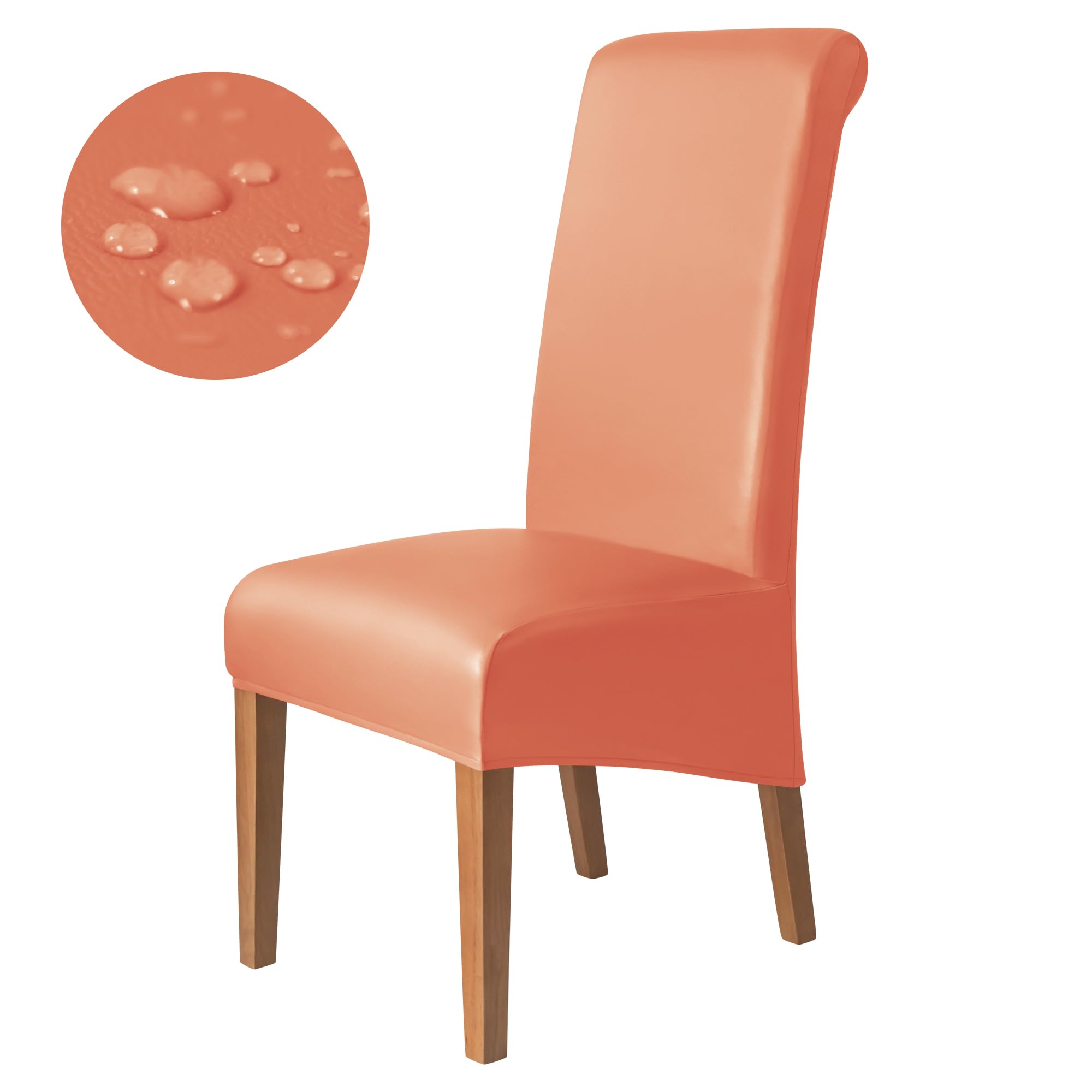 MILARAN Dining Chair Covers, Solid Pu Leather Waterproof and Oilproof