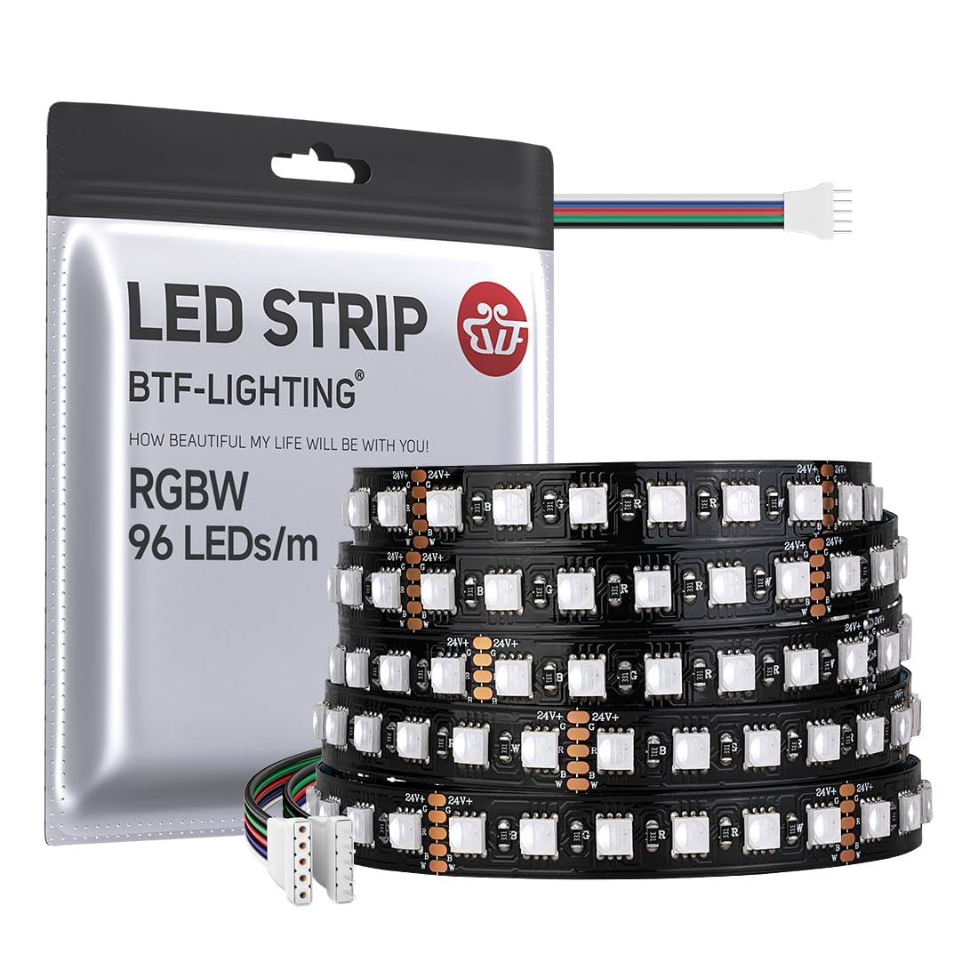 RGBCW LED Strip 5050SMD RGBW 4IN1 Tape 24V 5M 96LEDs/m Indoor Lighting ...