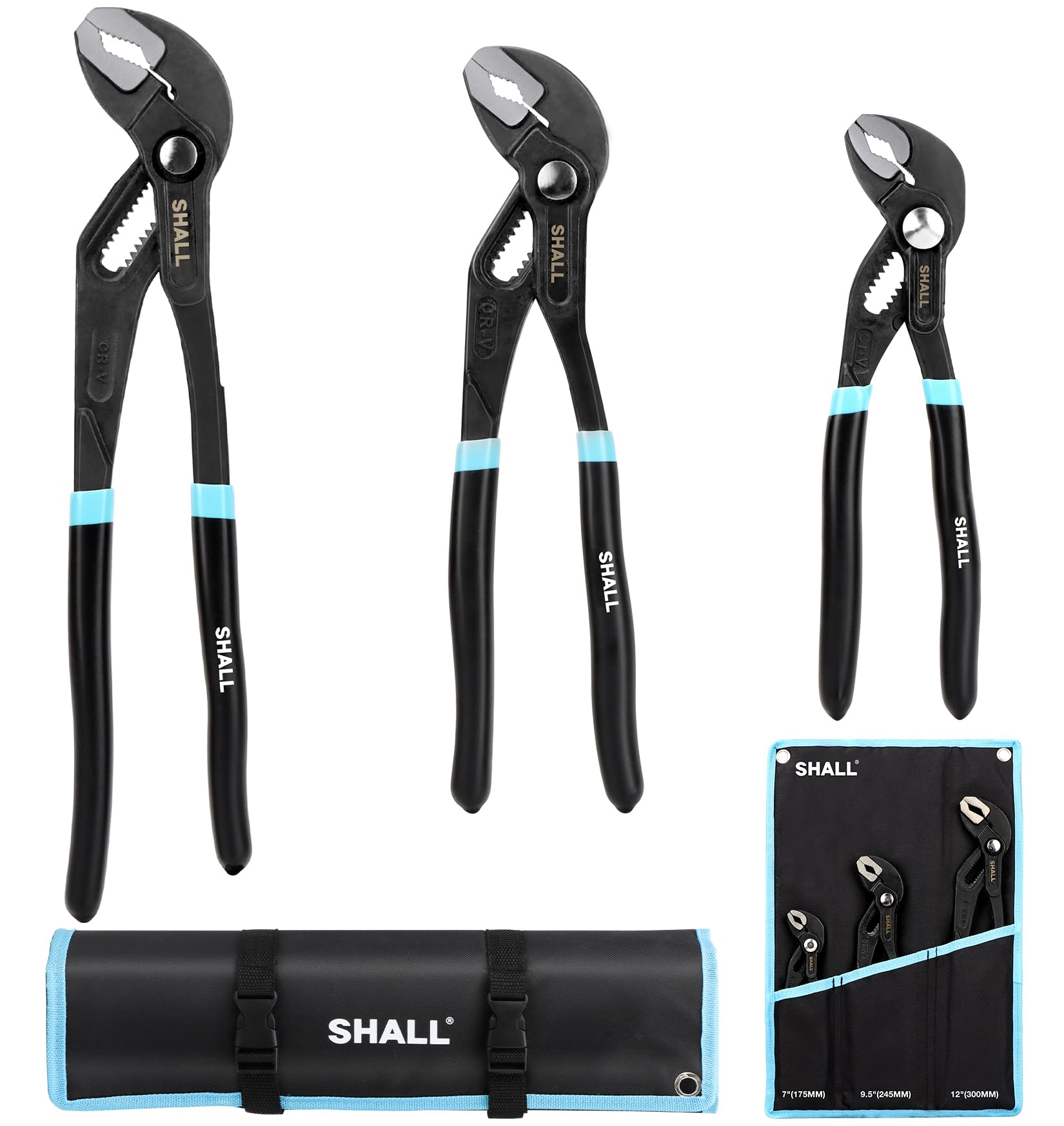 SHALL 3-Piece Groove Joint Pliers Set (12, 9-1/2, 7...