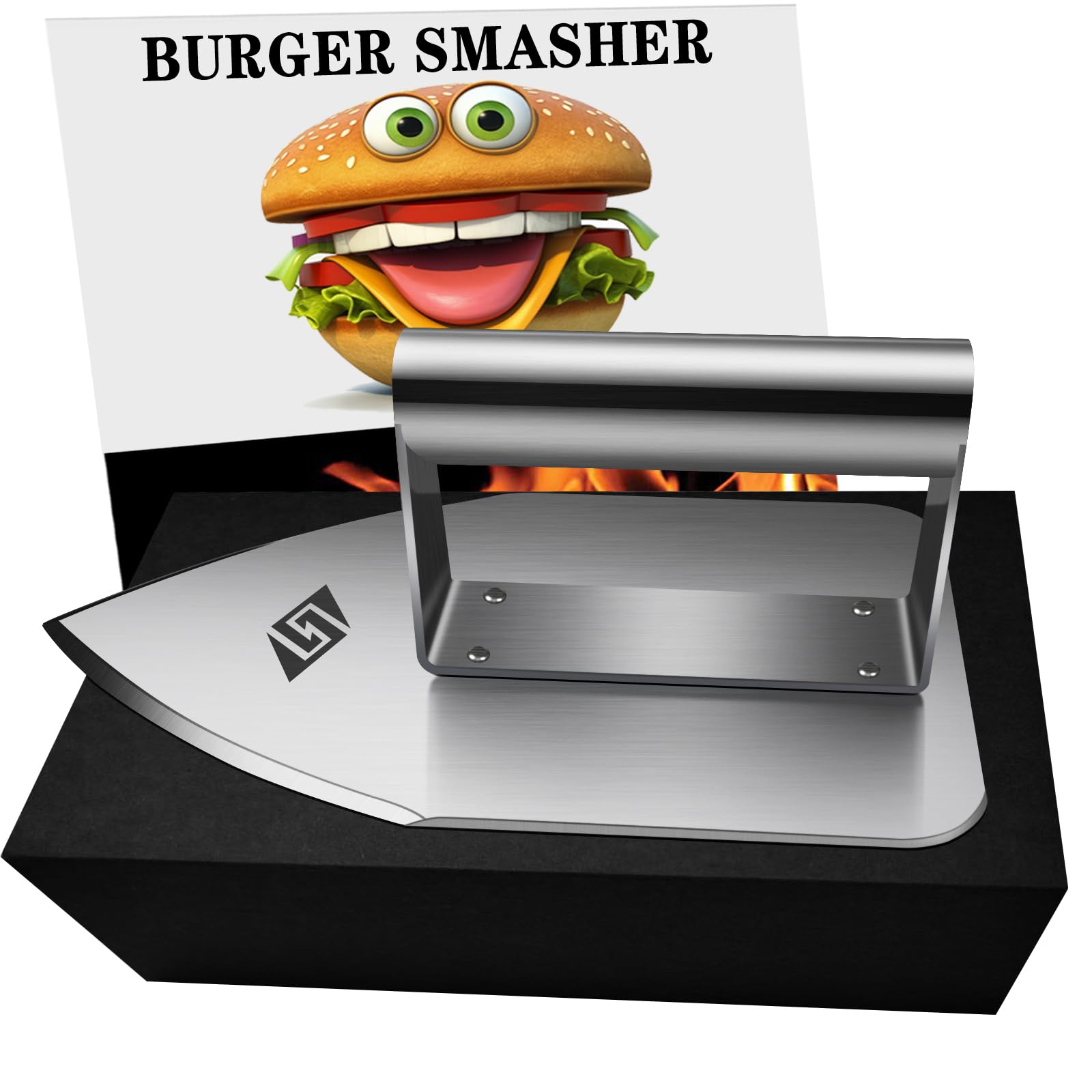 STEVEN-BULL S Smash Burger Press, Stainless Steel Burger Smasher, Funny Burger Press, Men's Gifts, Dad Gift