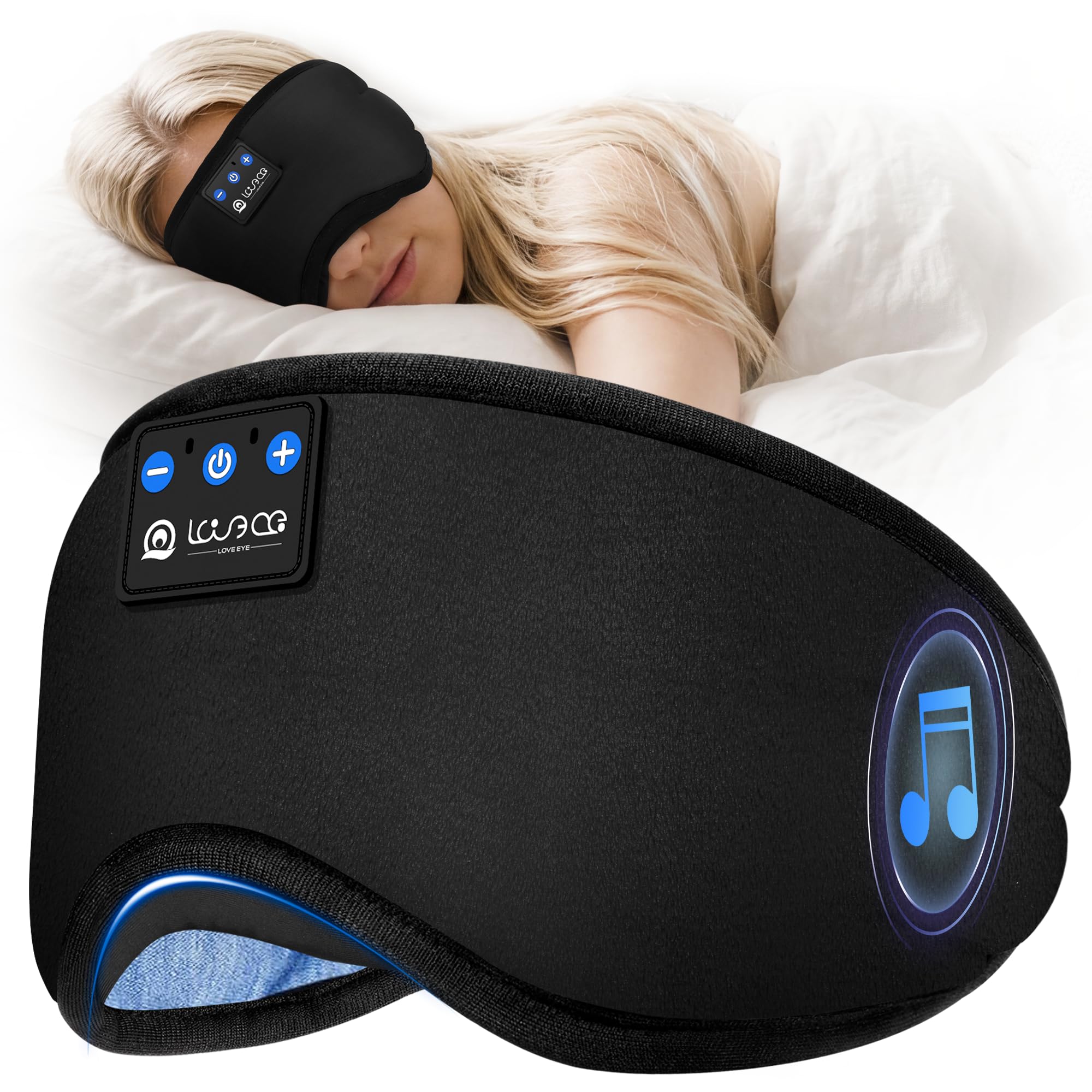 Bluetooth Sleep Mask Ultra-Flat Headphones Side Sleepers – Black