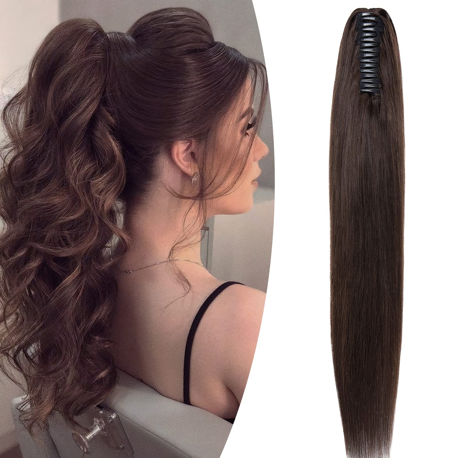 Takma Remy At Kuyruğu Örgüsü %100 Gerçek Saç 45 cm (18 inç) – Orta Kahverengi #4 115 g