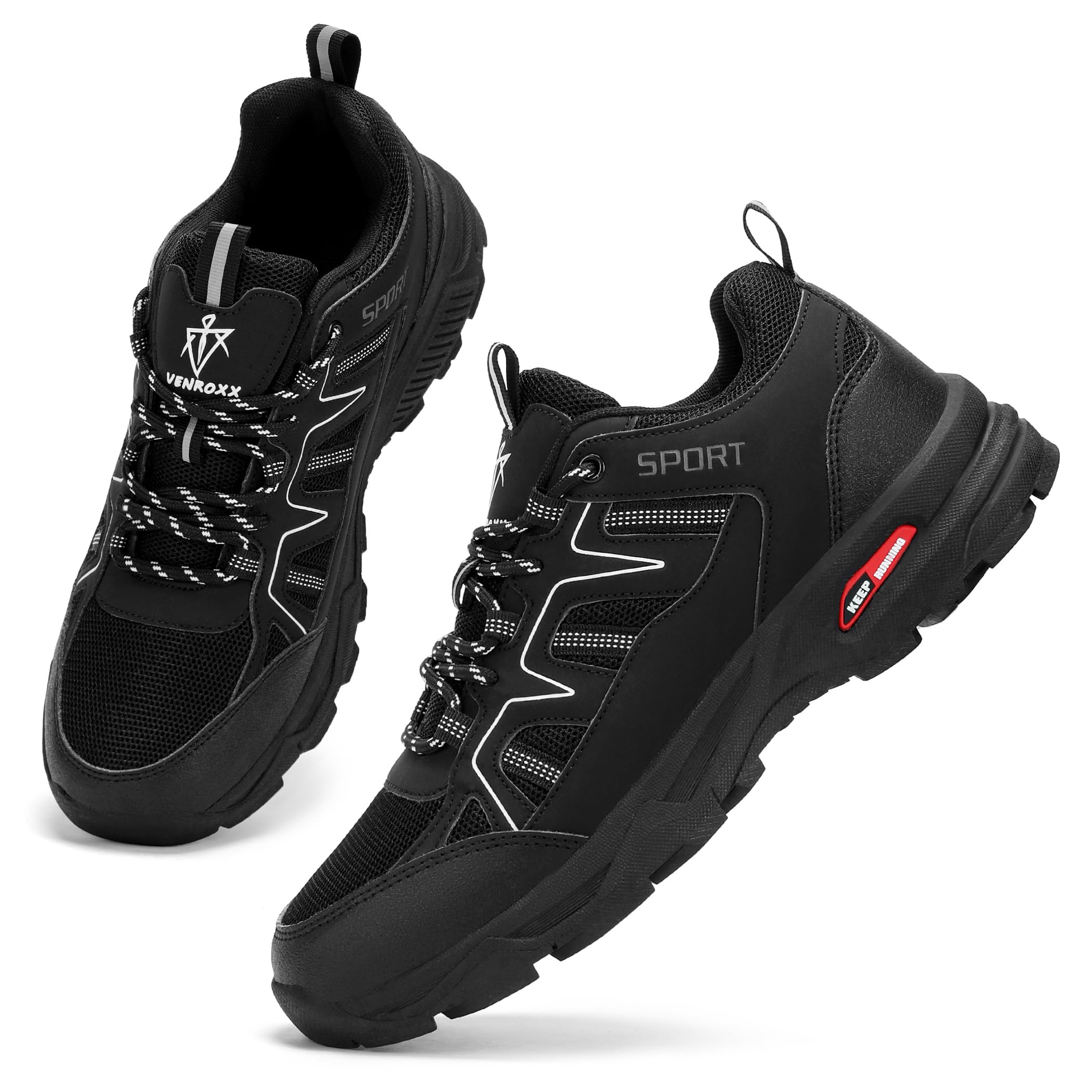 Herren-Wanderschuhe, atmungsaktiv, leicht, rutschfest – Schwarz, EU 47 – VENROXX
