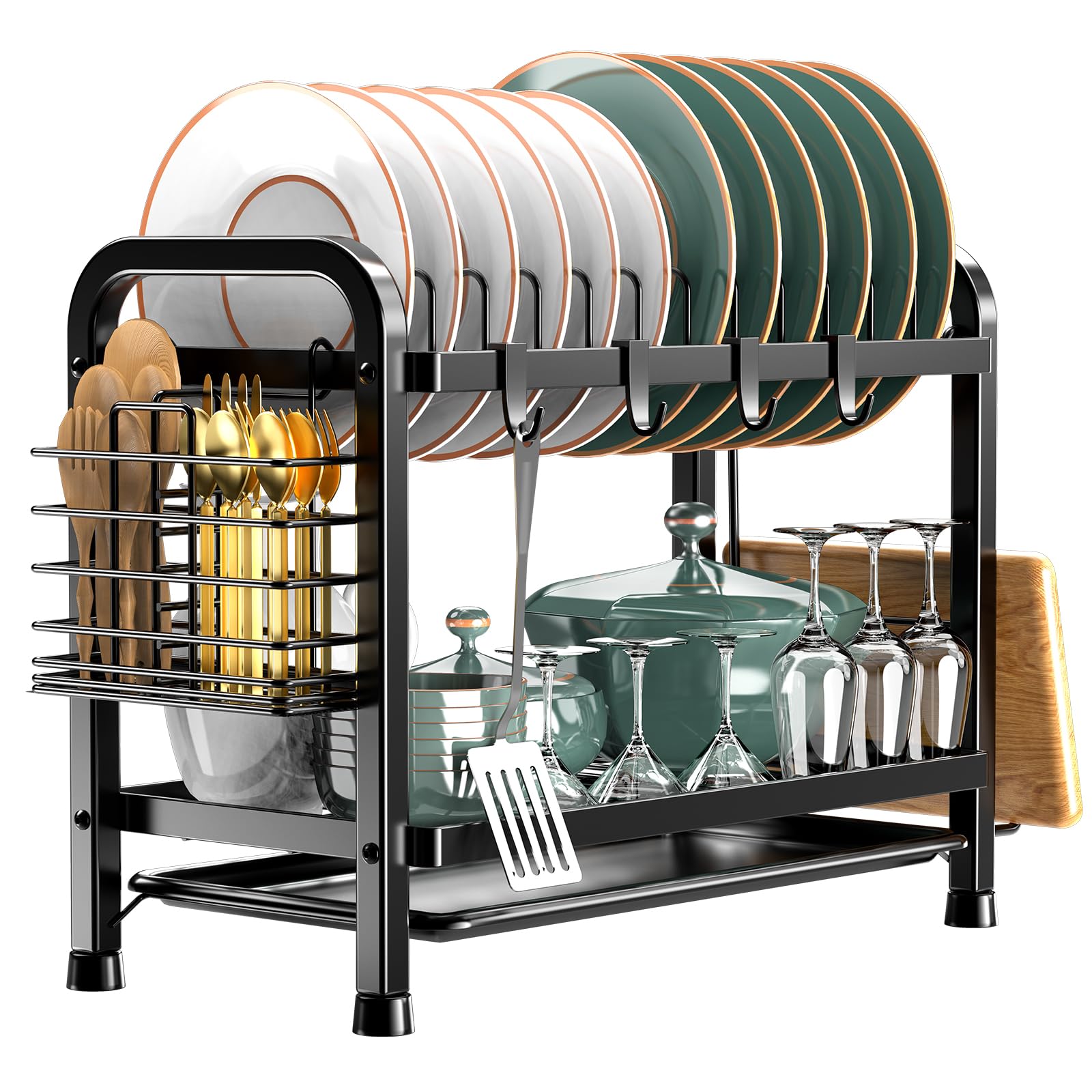 Averrex 2 Tier Dish Drying Rack with Drip Tray,...