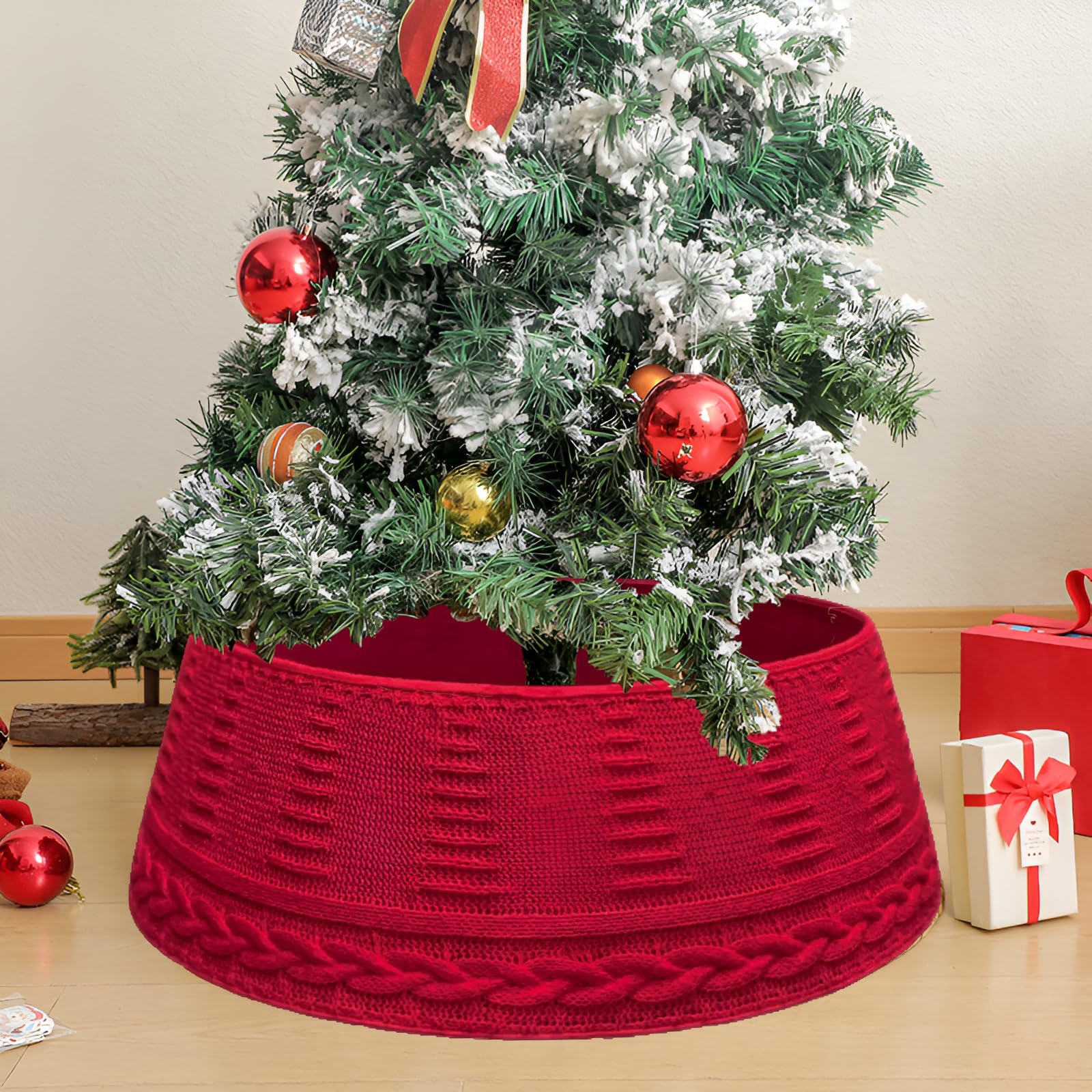Christmas Tree Collar Skirt – Red