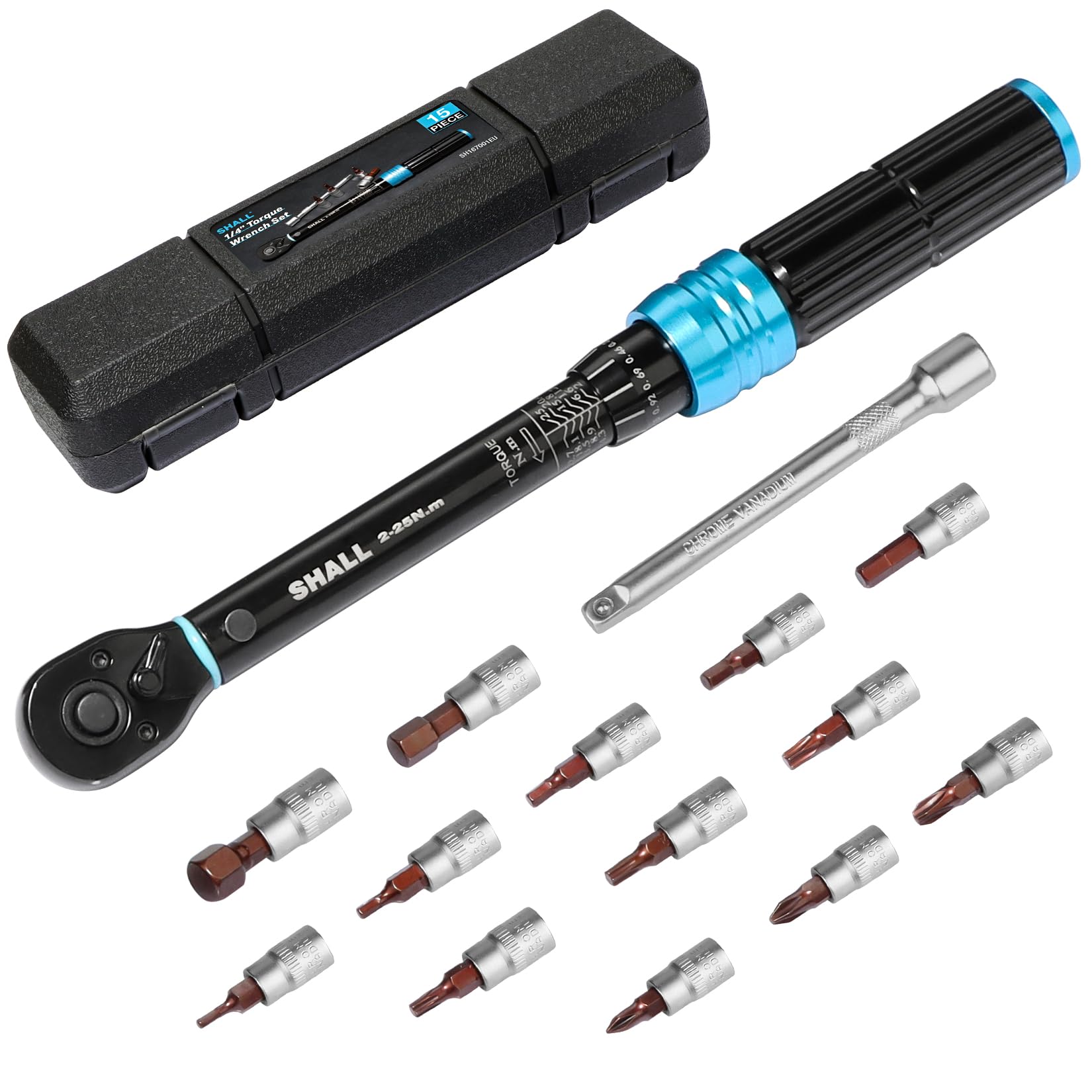 Shall 15-Piece 1/4" Torque Wrench Set, (2-25Nm)...