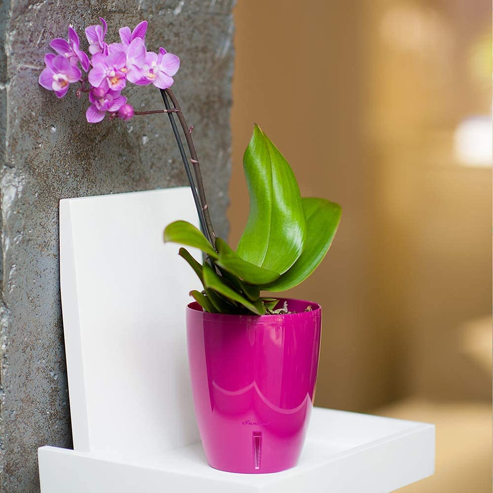 Self-Watering Plant Pots 15cm Wick System Water Indicator 2L – Purple – Santino