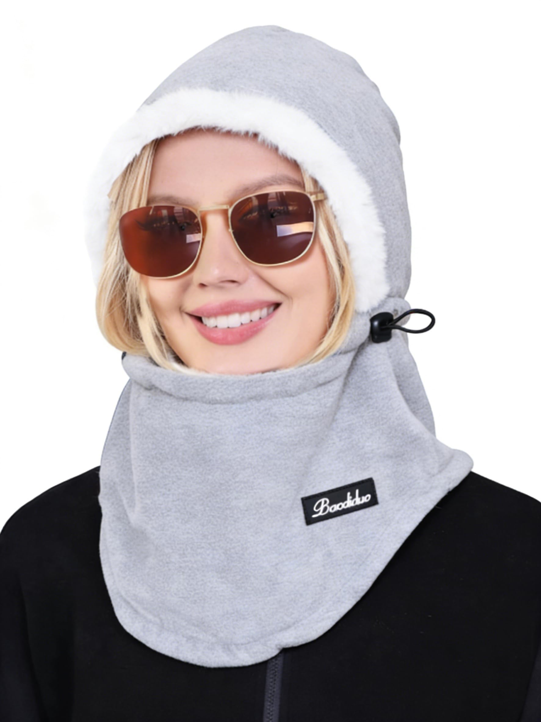 Unisex Fleece Balaclava Multifunctional Windproof Neck Warmer – Light Grey