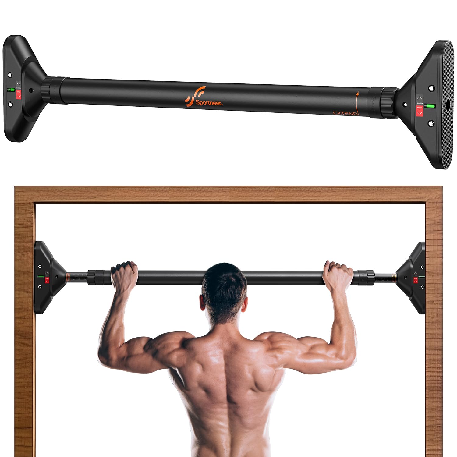 Source photograph for Pallet – Fitness Equipment – Doorway Pull Up Bar, Adjustable Workout Bar, Push Up Bar
